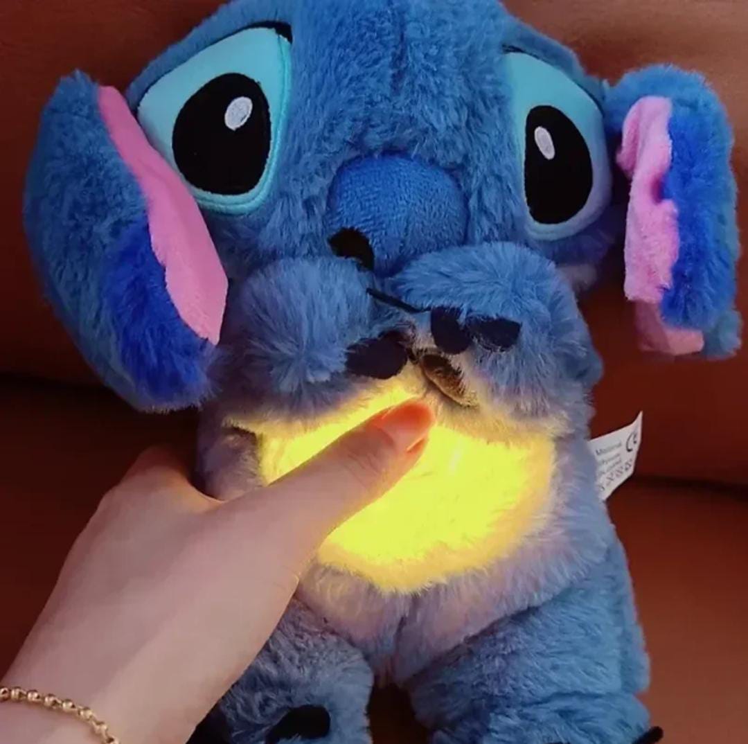 Kawaii Stitch Plush stuffed toy doll gift with music lights Breathing and airbag