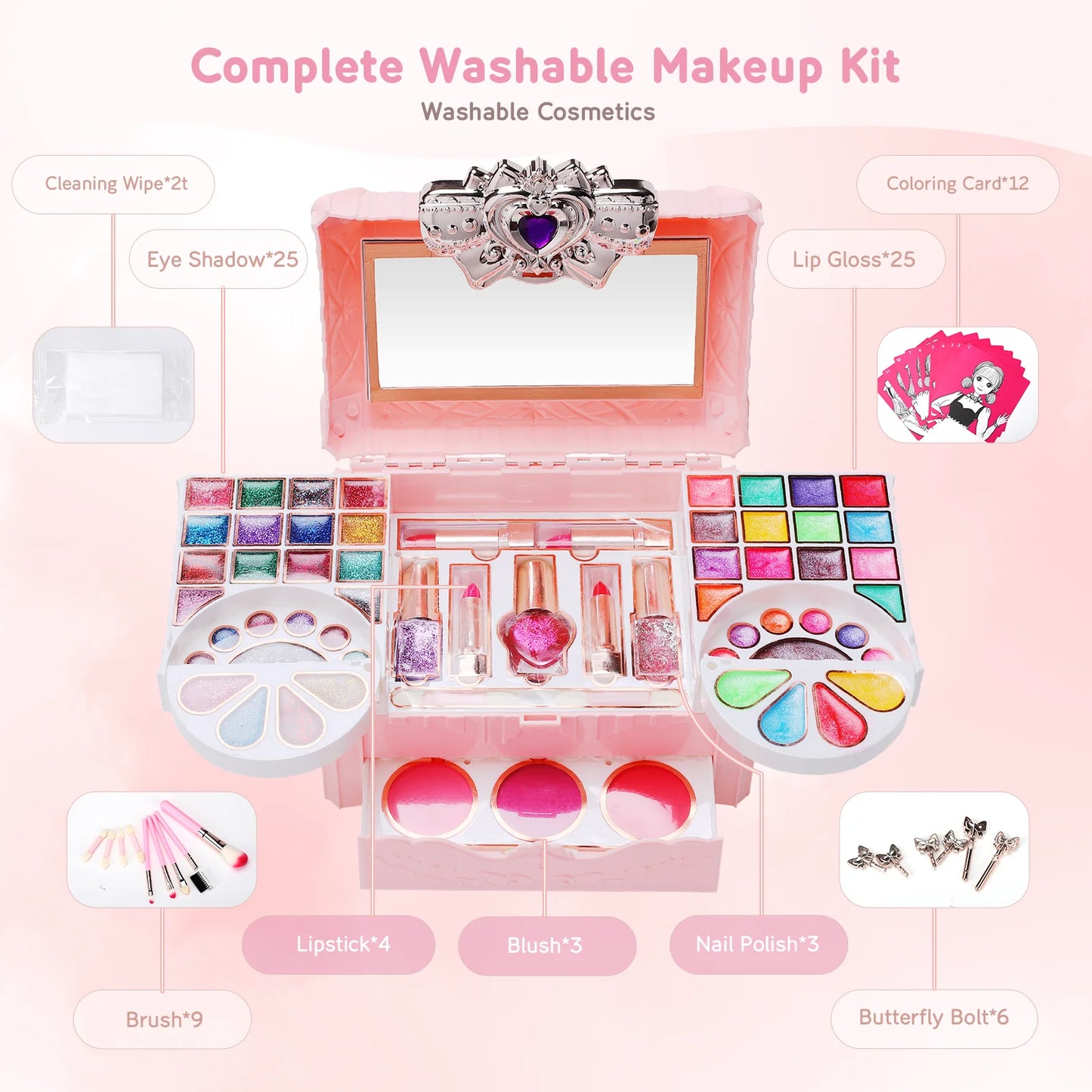 Kids Makeup Set Box Toy For Girl Washable Make Up Kits