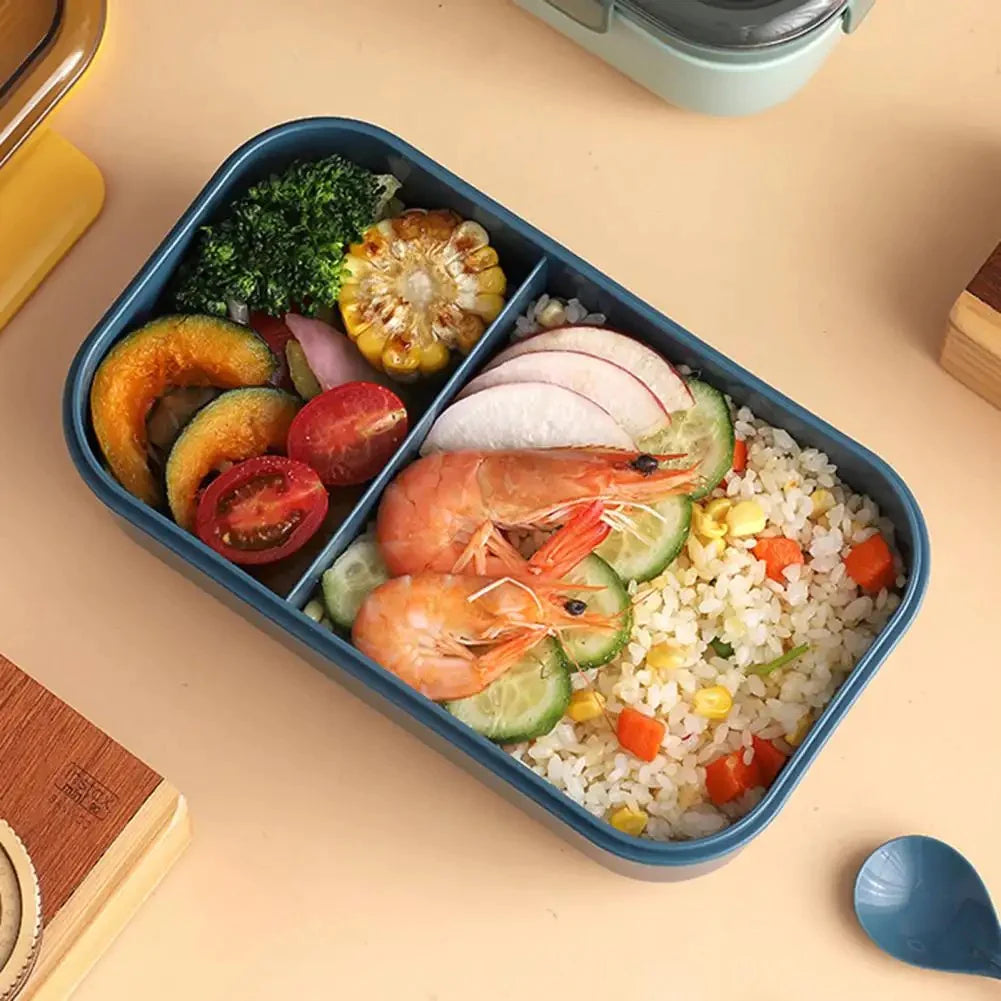 3 Compartment Bento Lunch Box, Portable 3 Grid Dividing Serving Plate