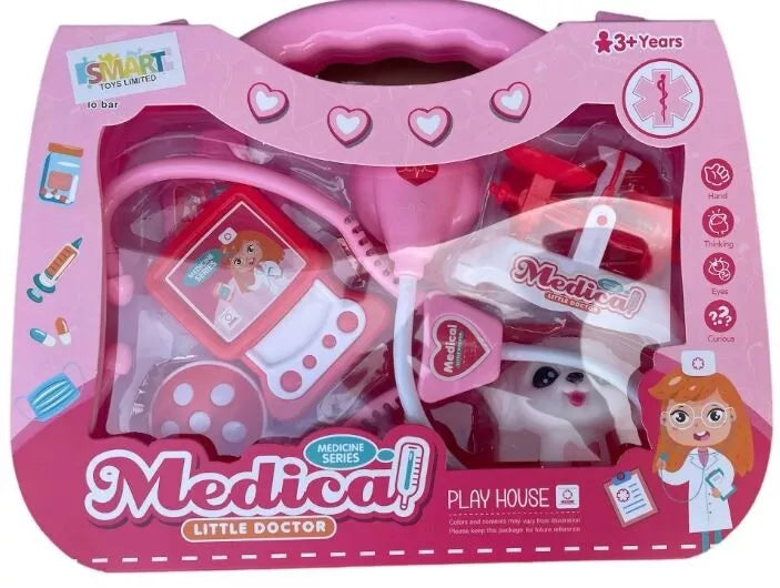 Medical Little Doctor Set Pink Carry Case Girls Pretend Play Toy Kids Gift