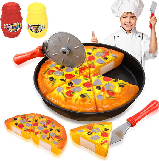 Pizza Party Toy Play Set for Kids, Pizza Pie Pretend Play Food