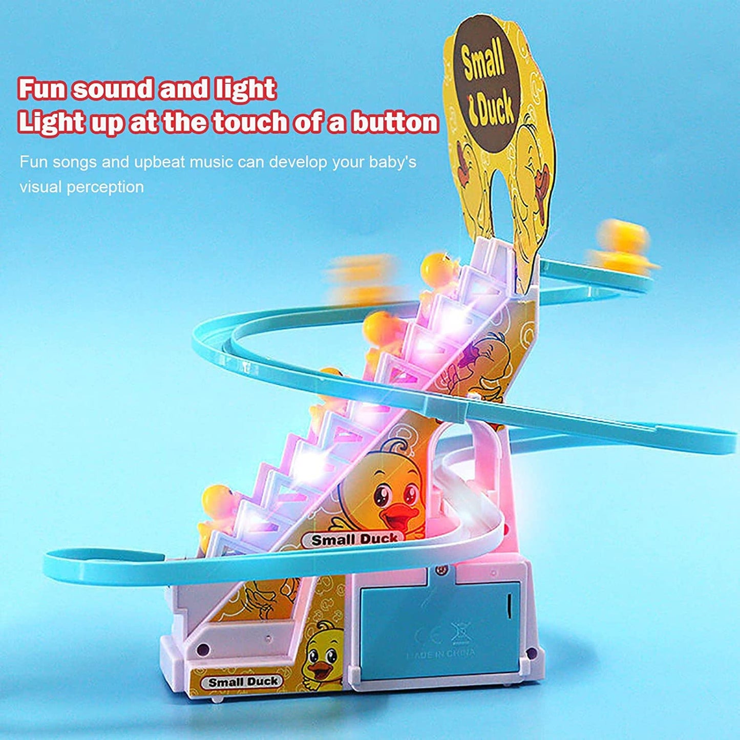 Little Duck Track Slide Electric Climbing Stairs Roller Coaster Toy Set