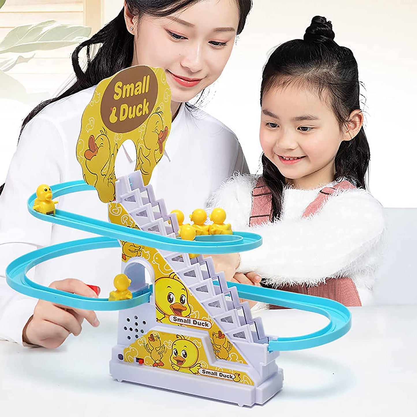 Little Duck Track Slide Electric Climbing Stairs Roller Coaster Toy Set