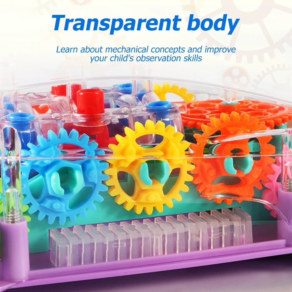 Transparent Gear Simulation Mechanical Sound and Light Car Toy for Boys and Girls