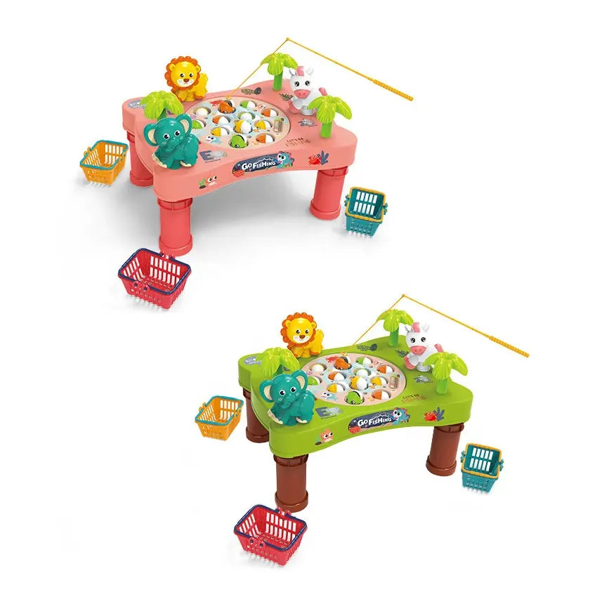 Kids Musical Animal Electric Fishing Game Table Set Magnetic Fishing Toy Interactive Competitive For Kid Pretend Play