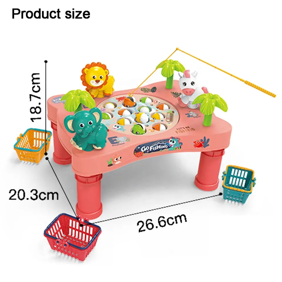 Kids Musical Animal Electric Fishing Game Table Set Magnetic Fishing Toy Interactive Competitive For Kid Pretend Play