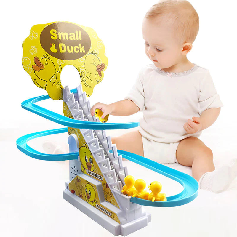 Little Duck Track Slide Electric Climbing Stairs Roller Coaster Toy Set