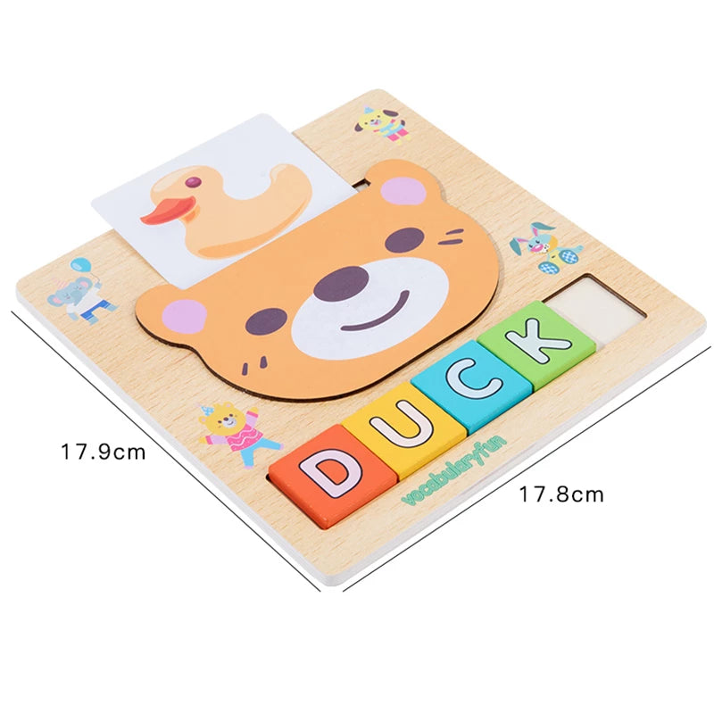 Wooden Alphabets Spelling, Reading and Color Cognition Puzzles For Kids Preschool Learning and Education