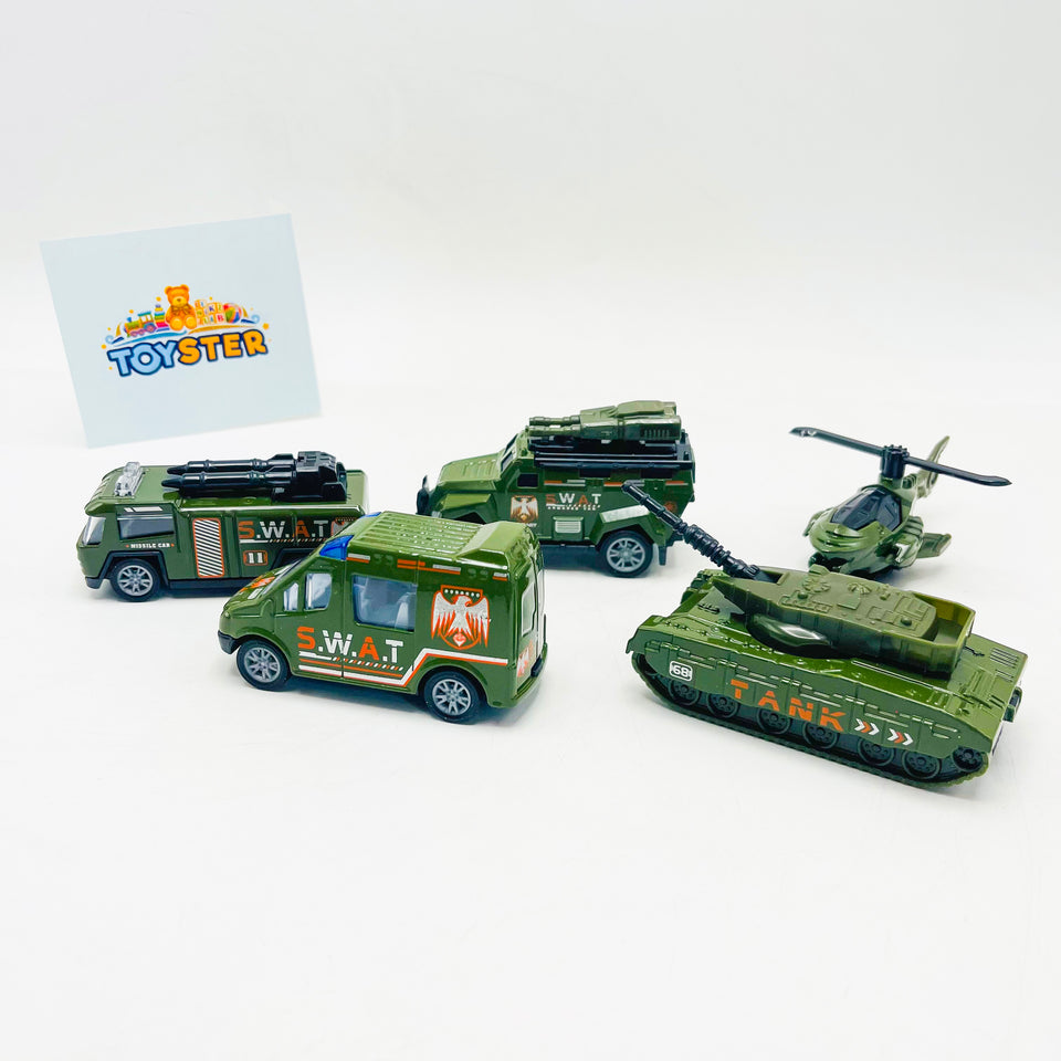 Die-Cast ARMY Military Model Cars Die Vehicles Track Toy Set For Kids