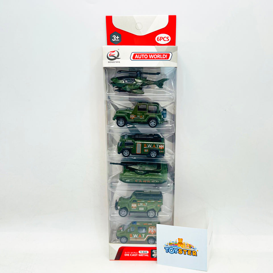 Die-Cast ARMY Military Model Cars Die Vehicles Track Toy Set For Kids