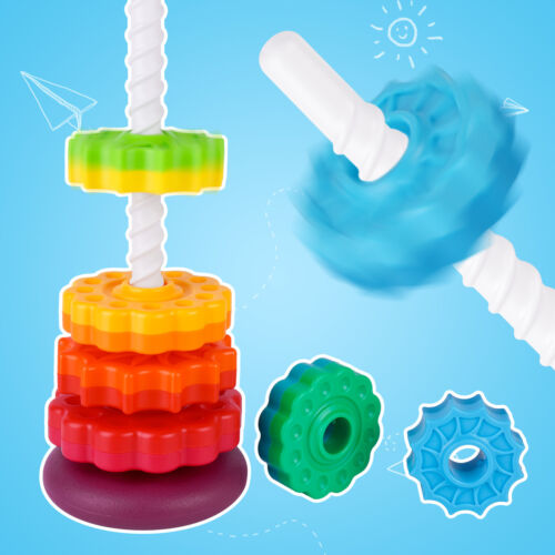 Rainbow Stacking Tower Spinning Multicolored Wheel Toy For Children Education